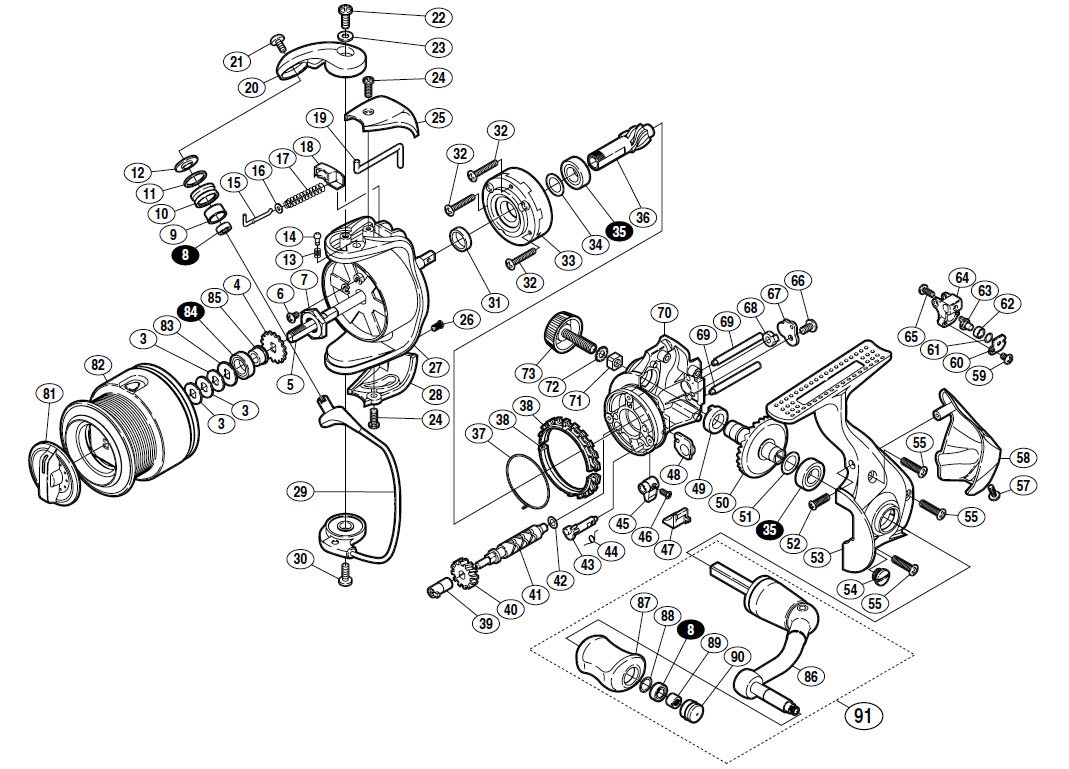 Кинематические схемы катушек shimano