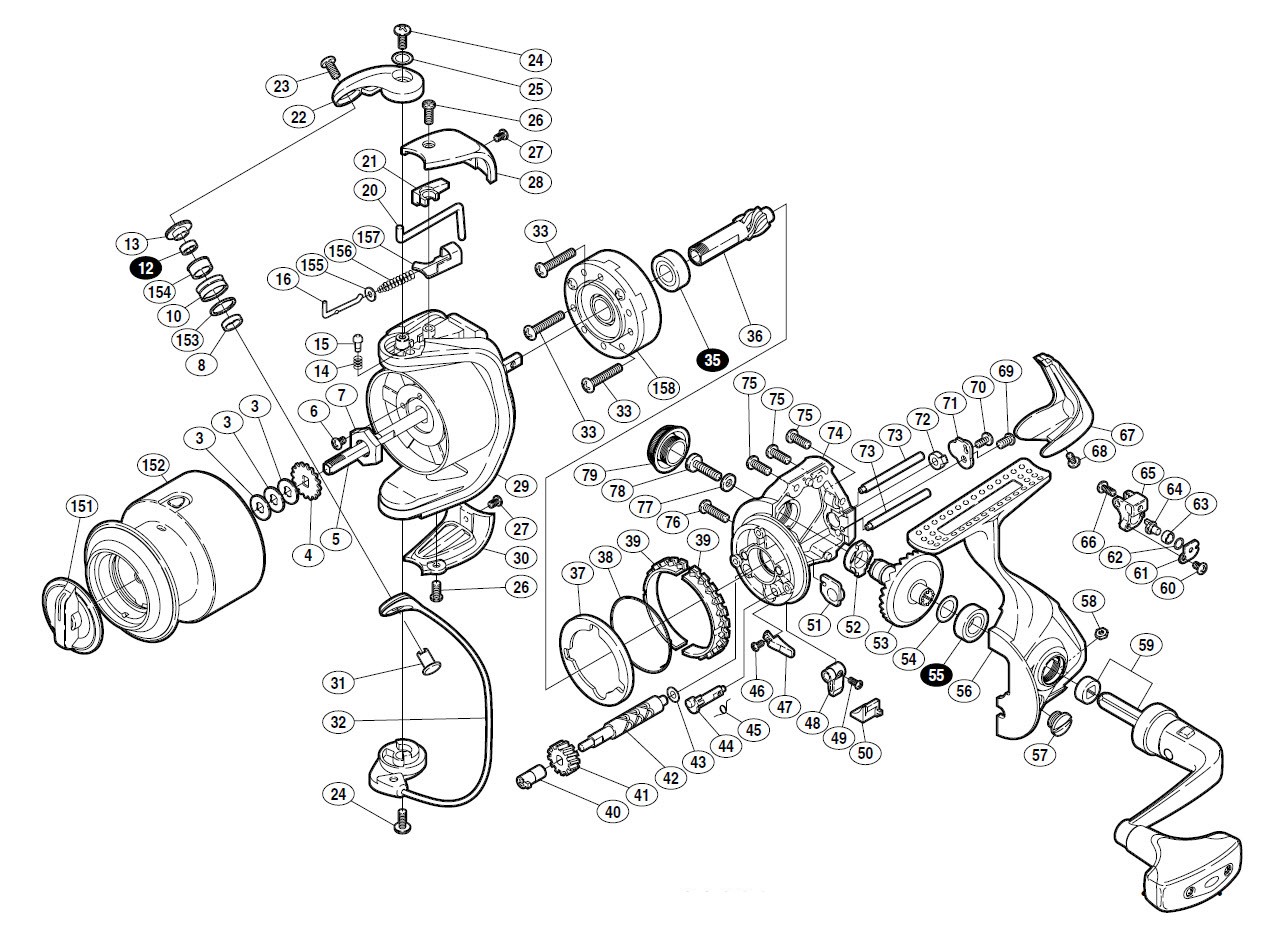 Кинематические схемы катушек shimano